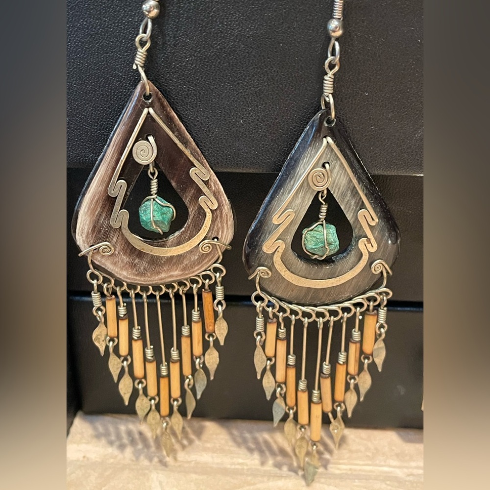 Drop Earrings with turquoise colored bead